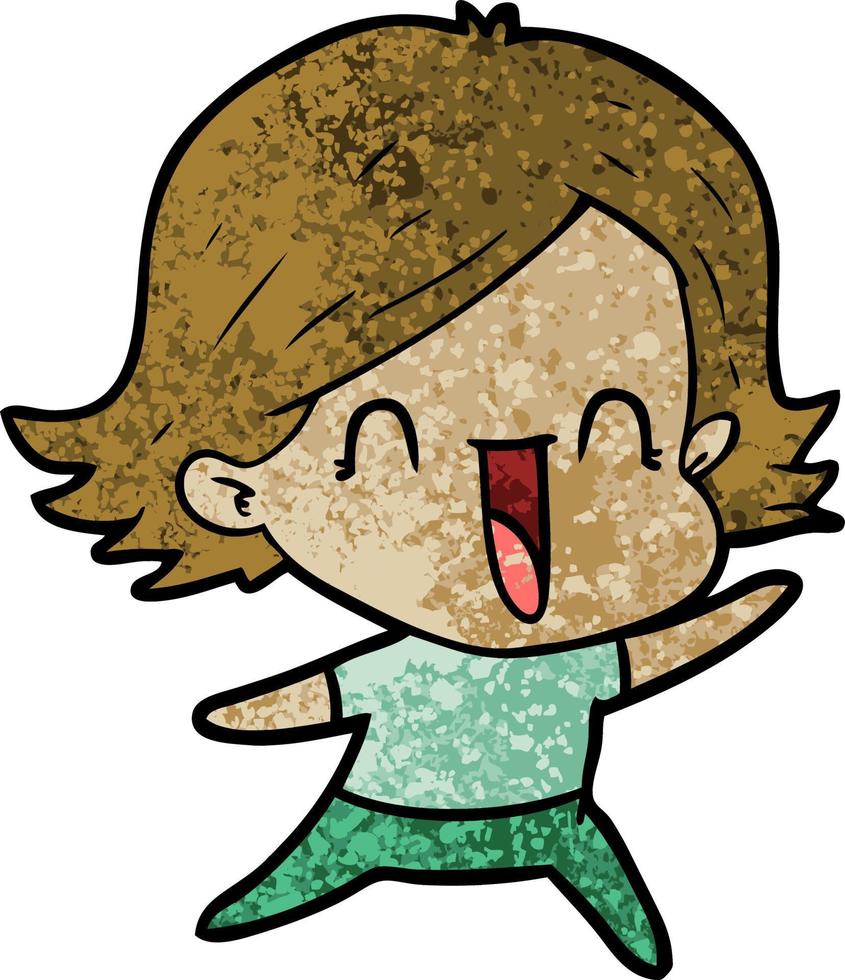 mujer feliz de dibujos animados vector