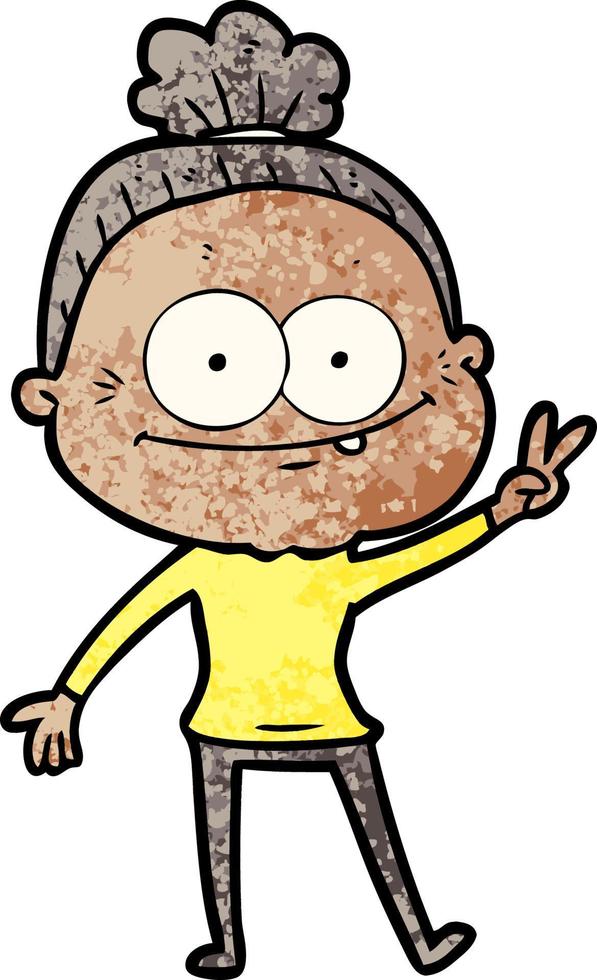 cartoon happy old woman vector
