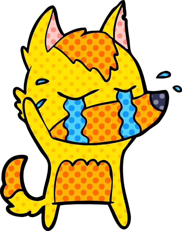 sad little fox cartoon character vector