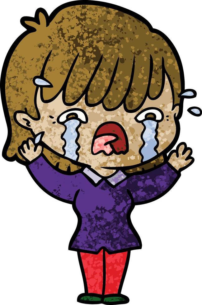 cartoon girl crying vector
