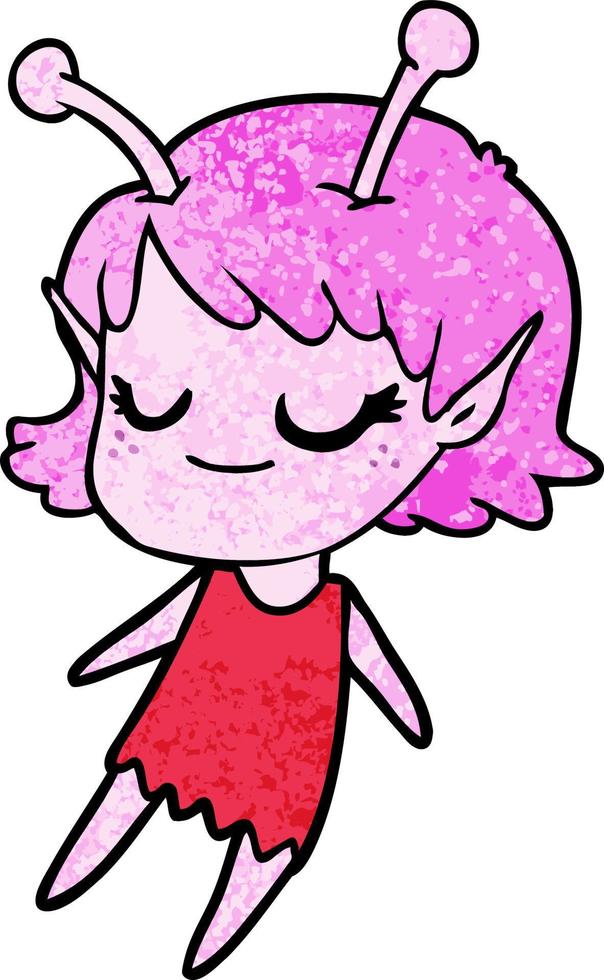 smiling alien girl cartoon floating vector