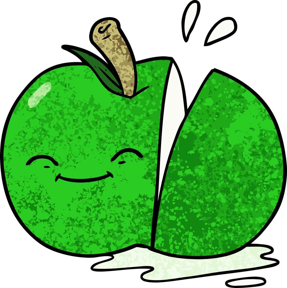 manzana en rodajas de dibujos animados vector