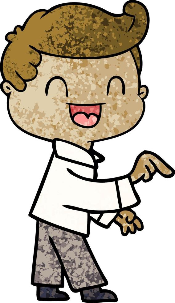 cartoon happy man pointing vector