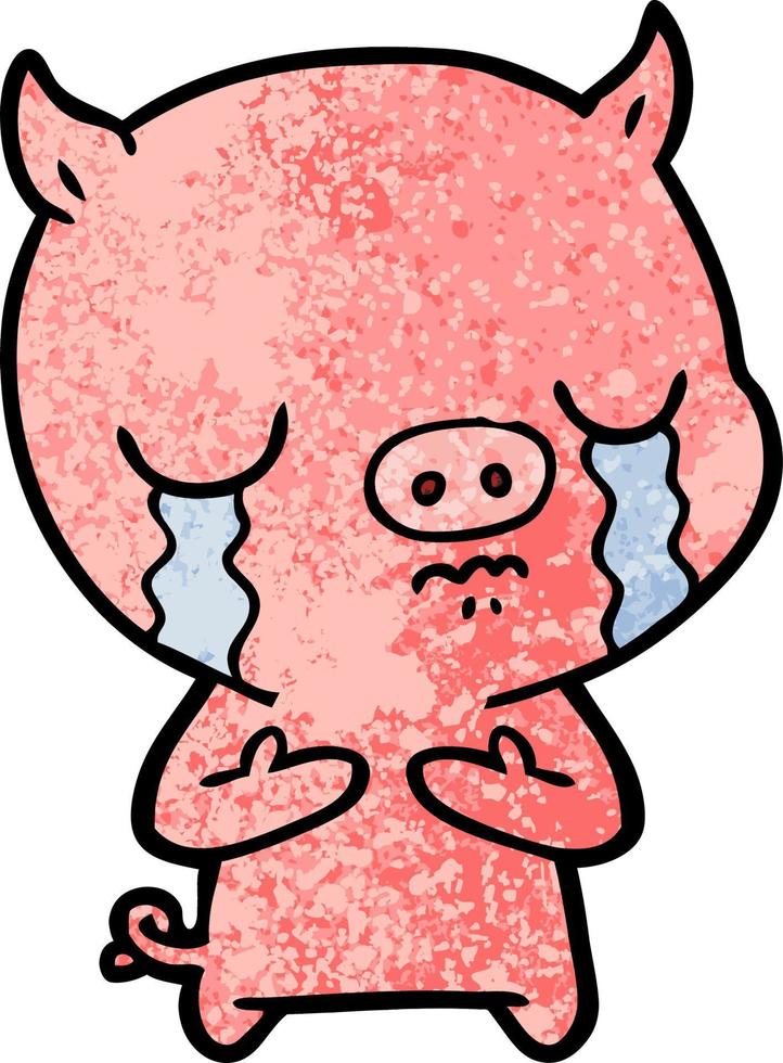 cerdo de dibujos animados llorando vector