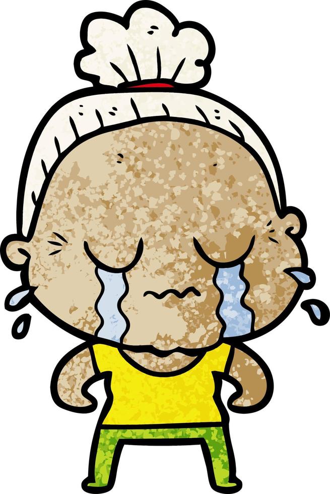 cartoon crying old lady vector