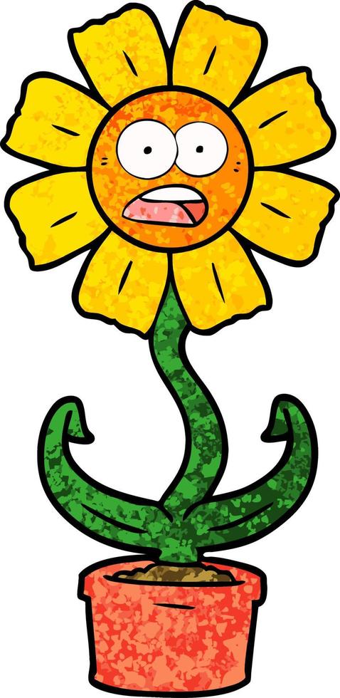 cartoon shocked flower vector