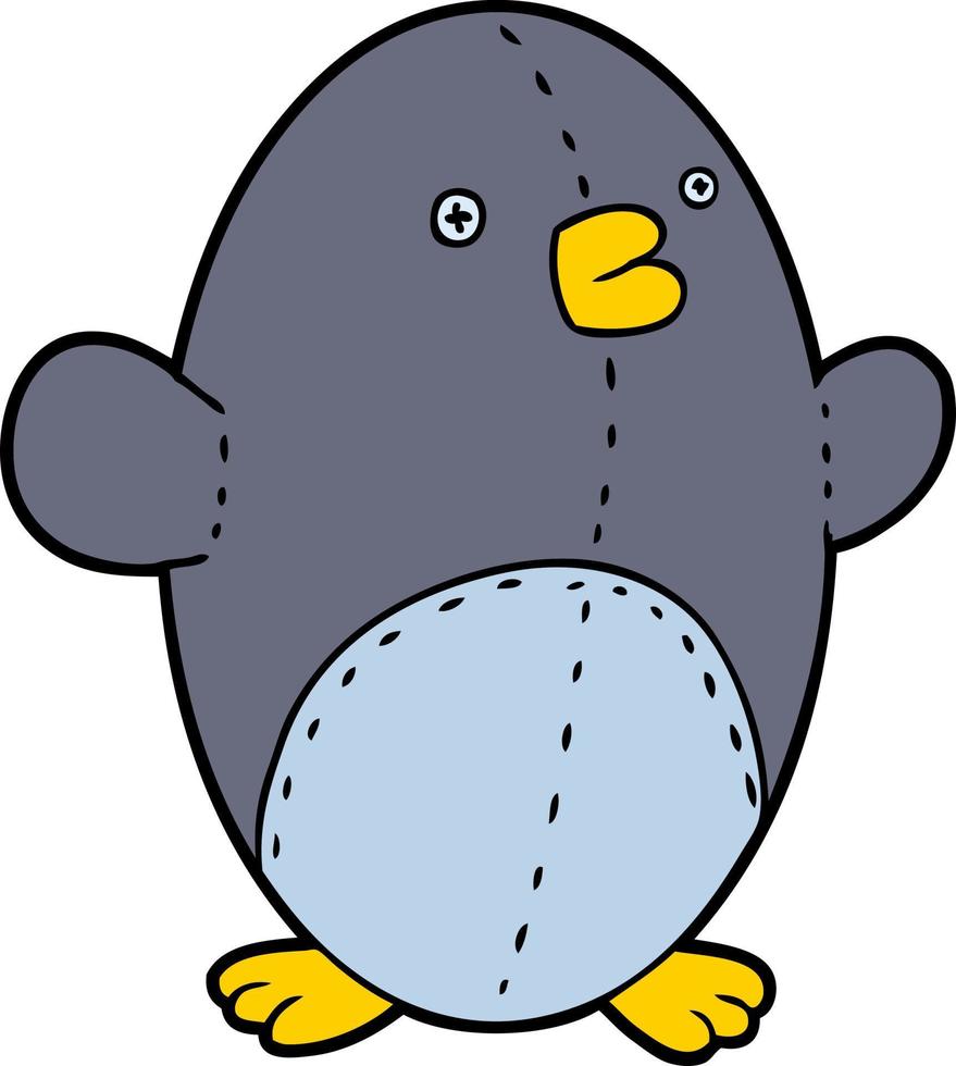 cartoon stuffed toy penguin vector