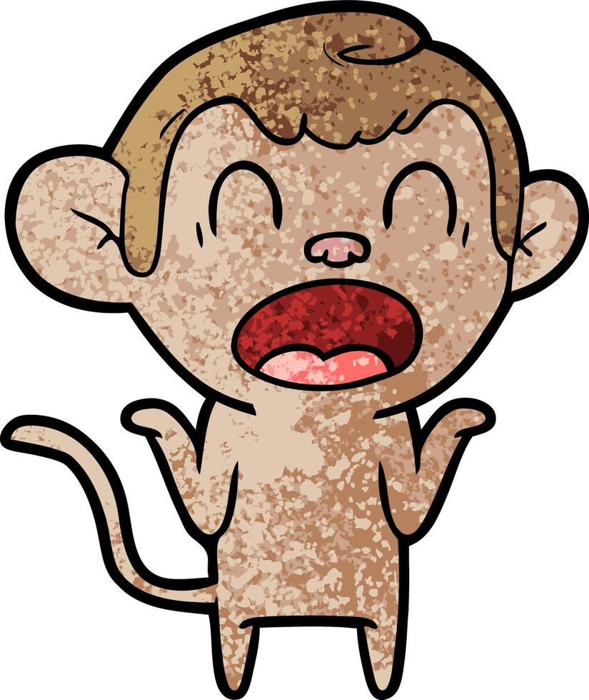 shouting cartoon monkey shrugging shoulders vector