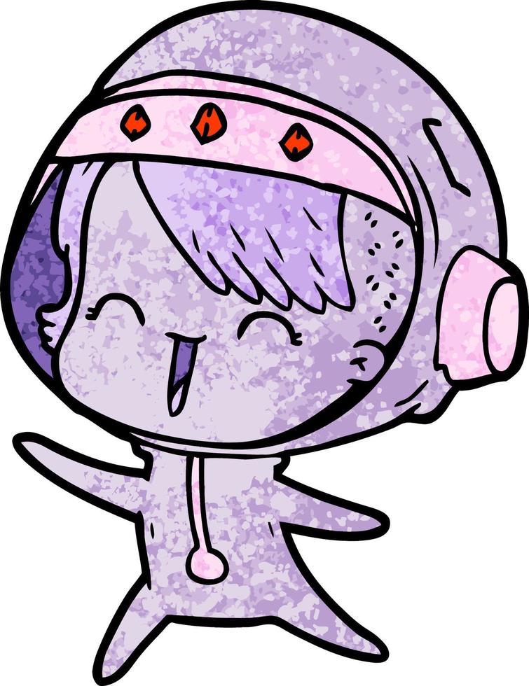 happy cartoon space girl vector