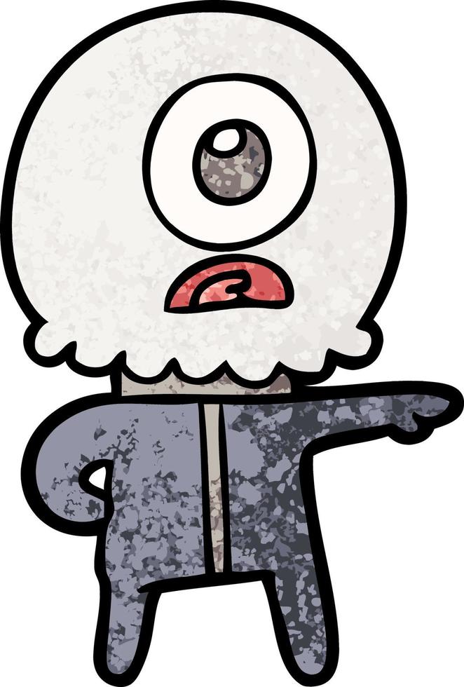 cartoon cyclops alien spaceman vector