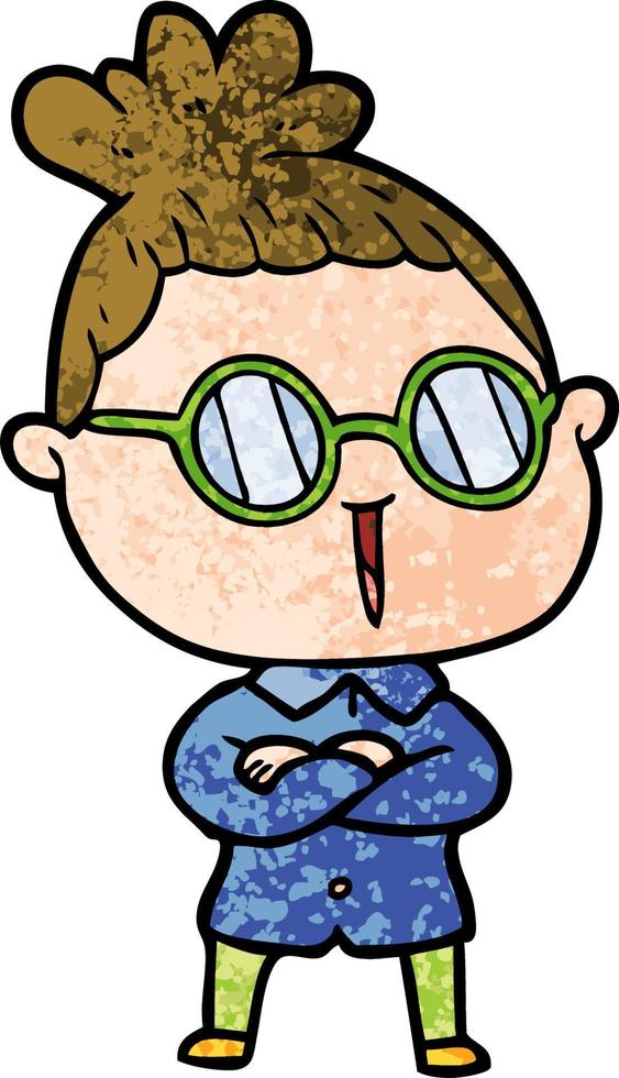 cartoon woman wearing spectacles vector