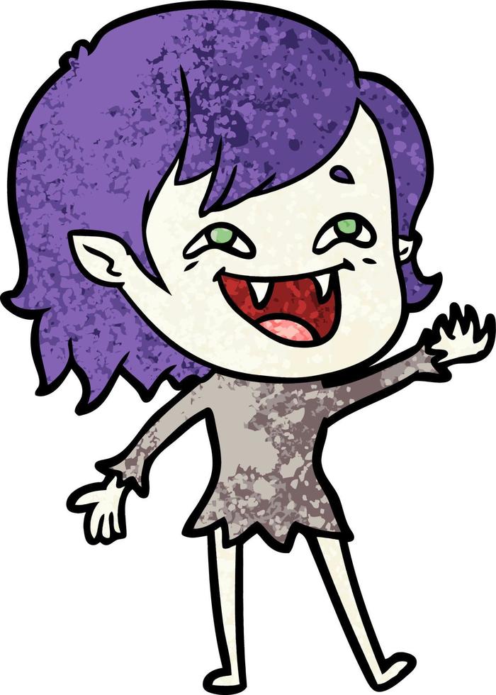 cartoon laughing vampire girl vector