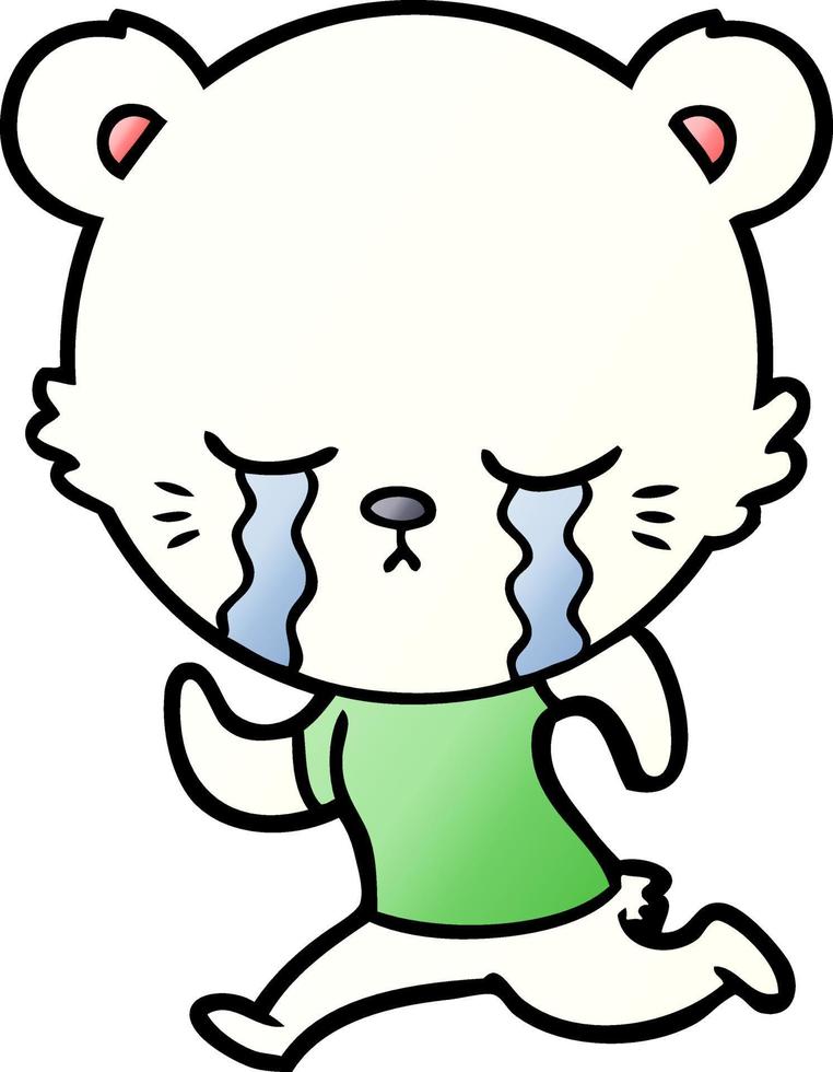 sad little polar bear cartoon vector