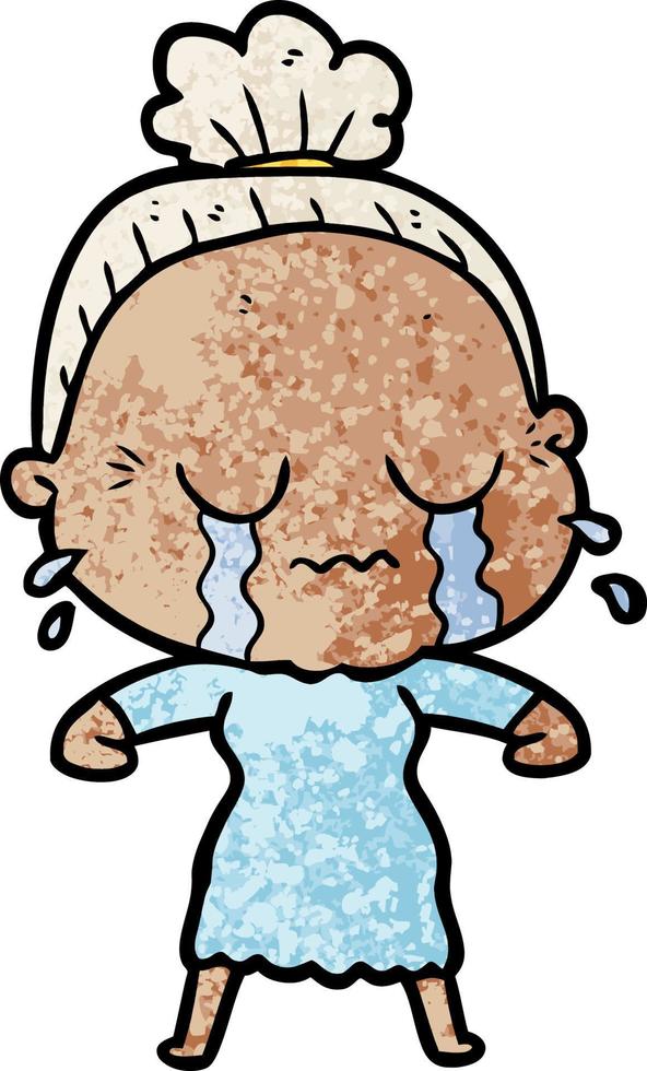 cartoon crying old lady vector