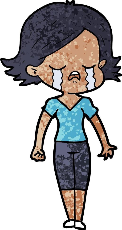 niña de dibujos animados llorando vector