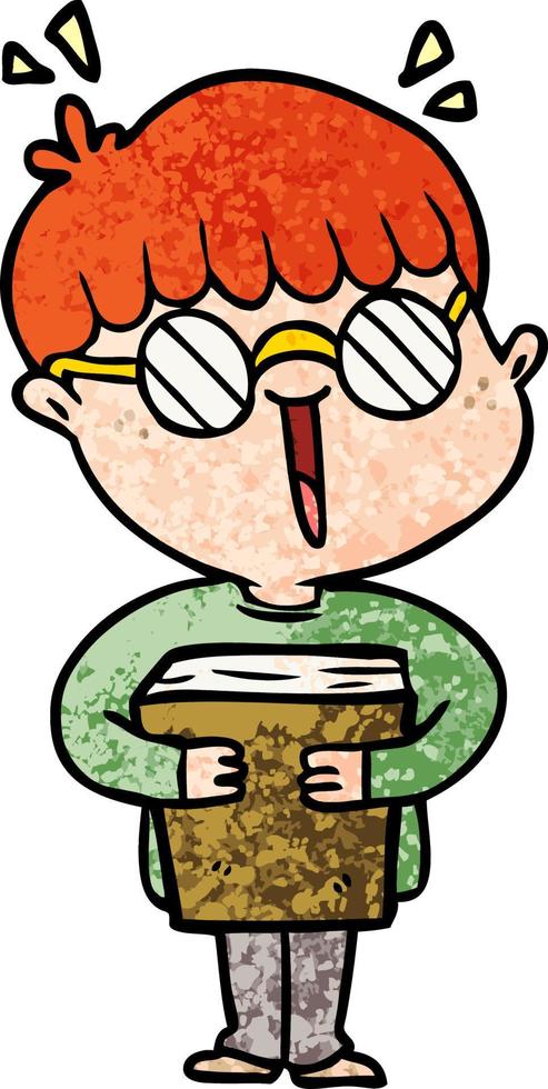 cartoon boy and book vector
