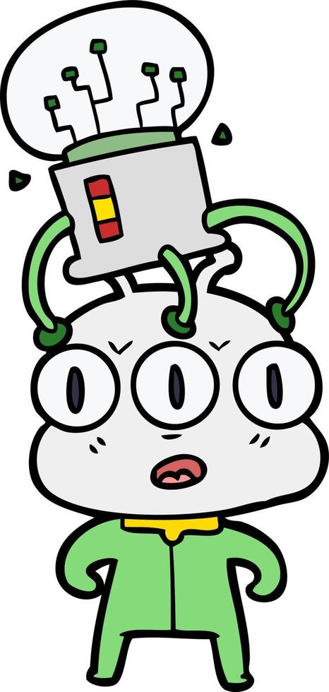 cartoon three eyed alien vector