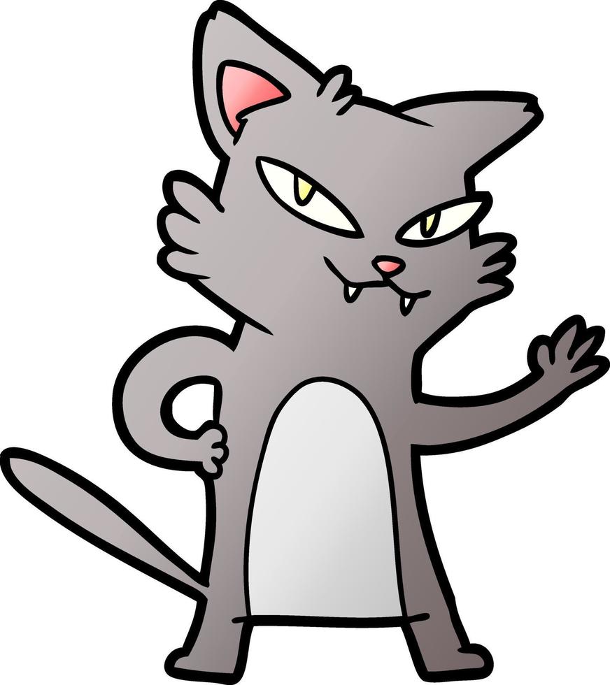 happy cartoon cat waving vector