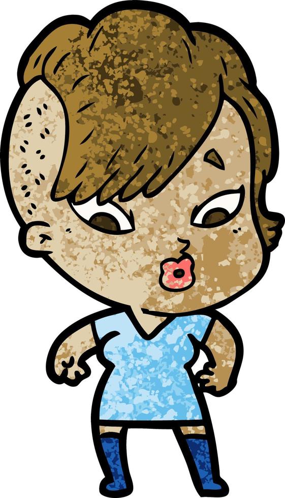 cartoon surprised girl vector