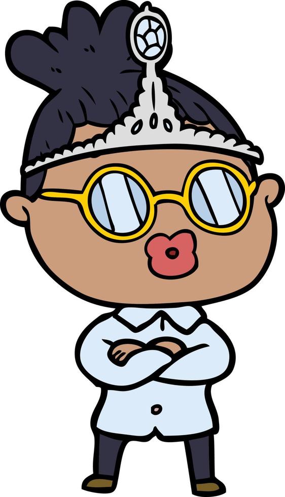 cartoon woman wearing spectacles and tiara vector