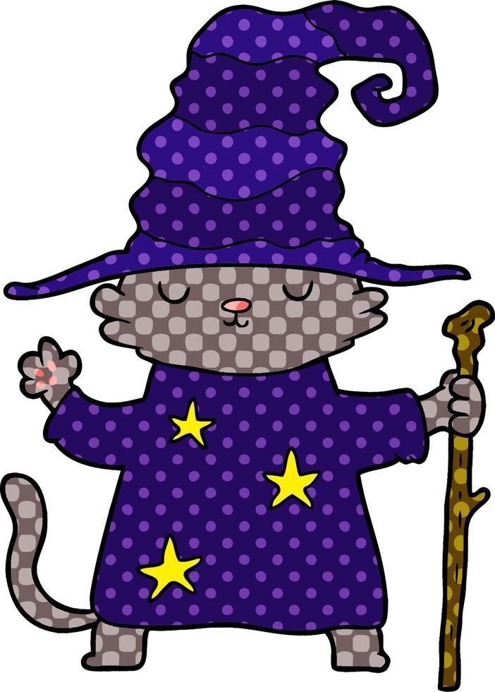 cartoon cat wizard vector