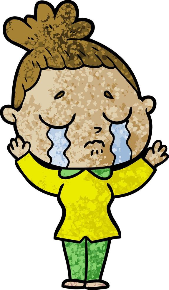 cartoon crying woman vector