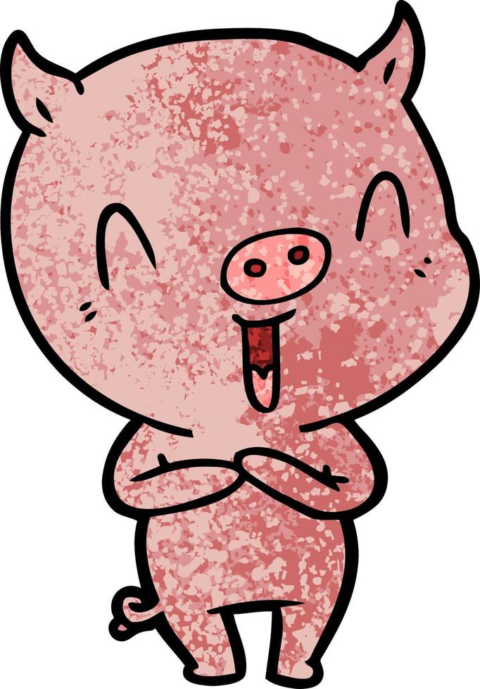 happy cartoon pig vector
