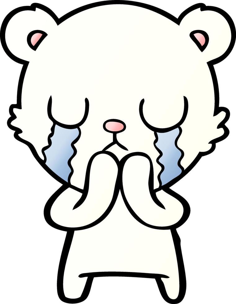 sad little polar bear cartoon vector