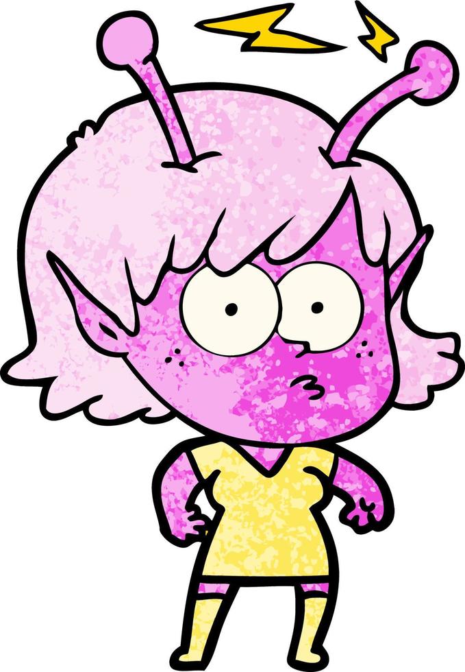 cartoon alien girl vector