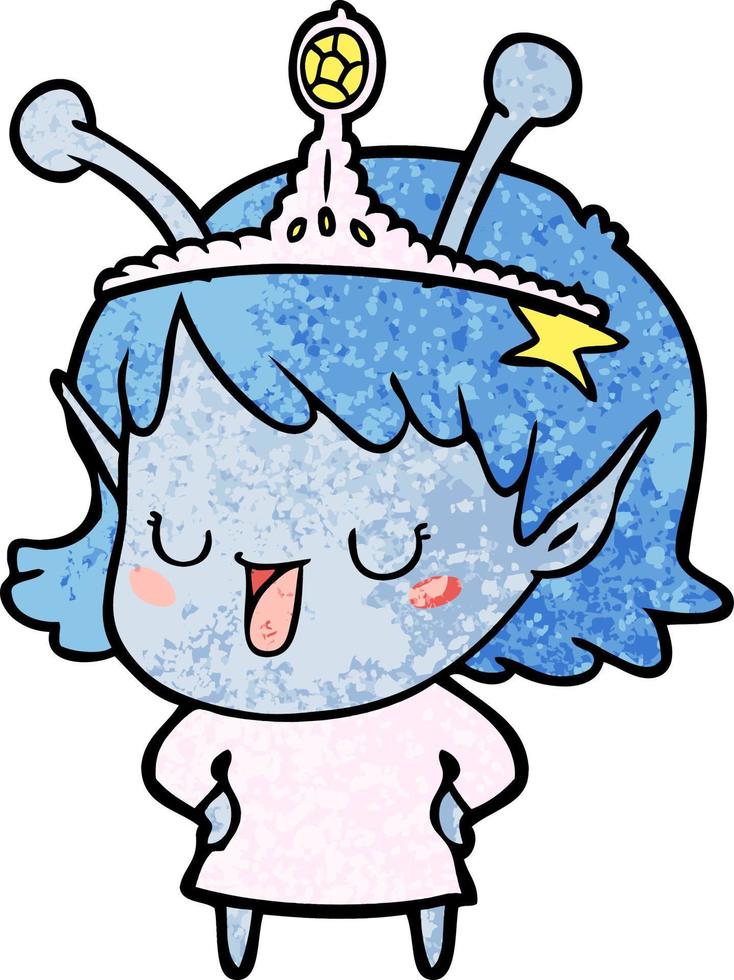 happy alien princess cartoon vector