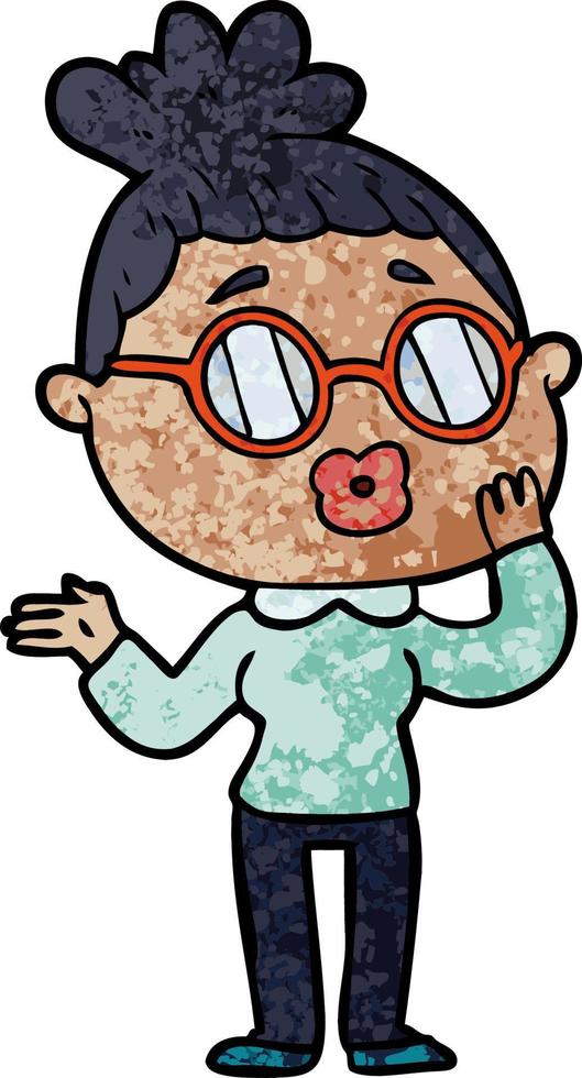 cartoon woman wearing spectacles vector