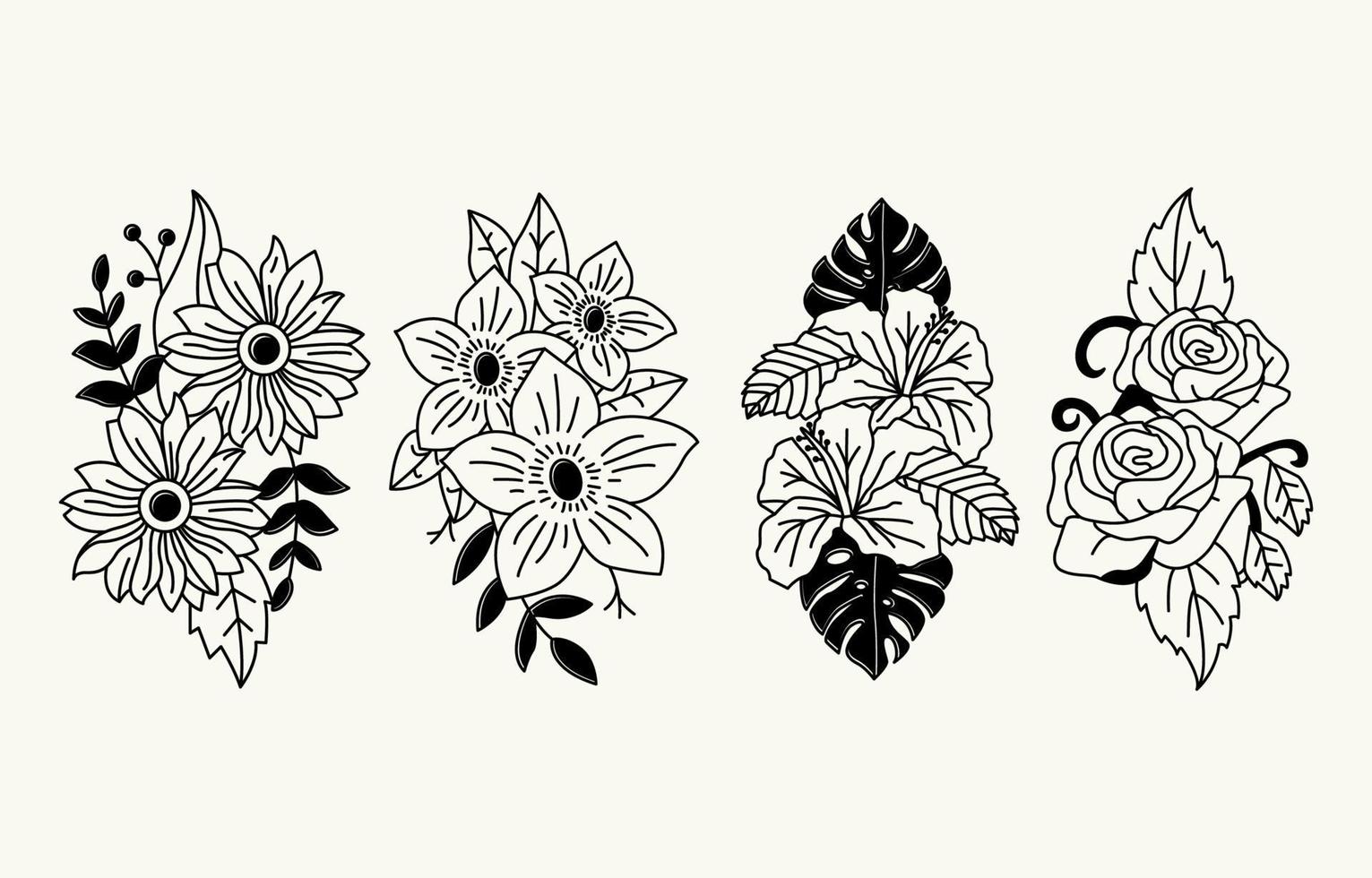 tatuaje minimalista floral vector