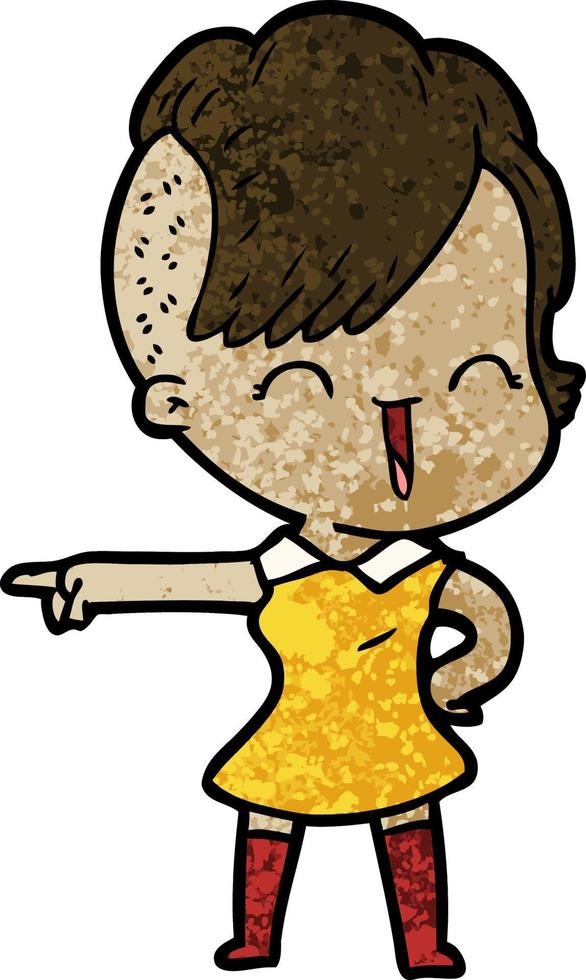 cartoon happy hipster girl vector