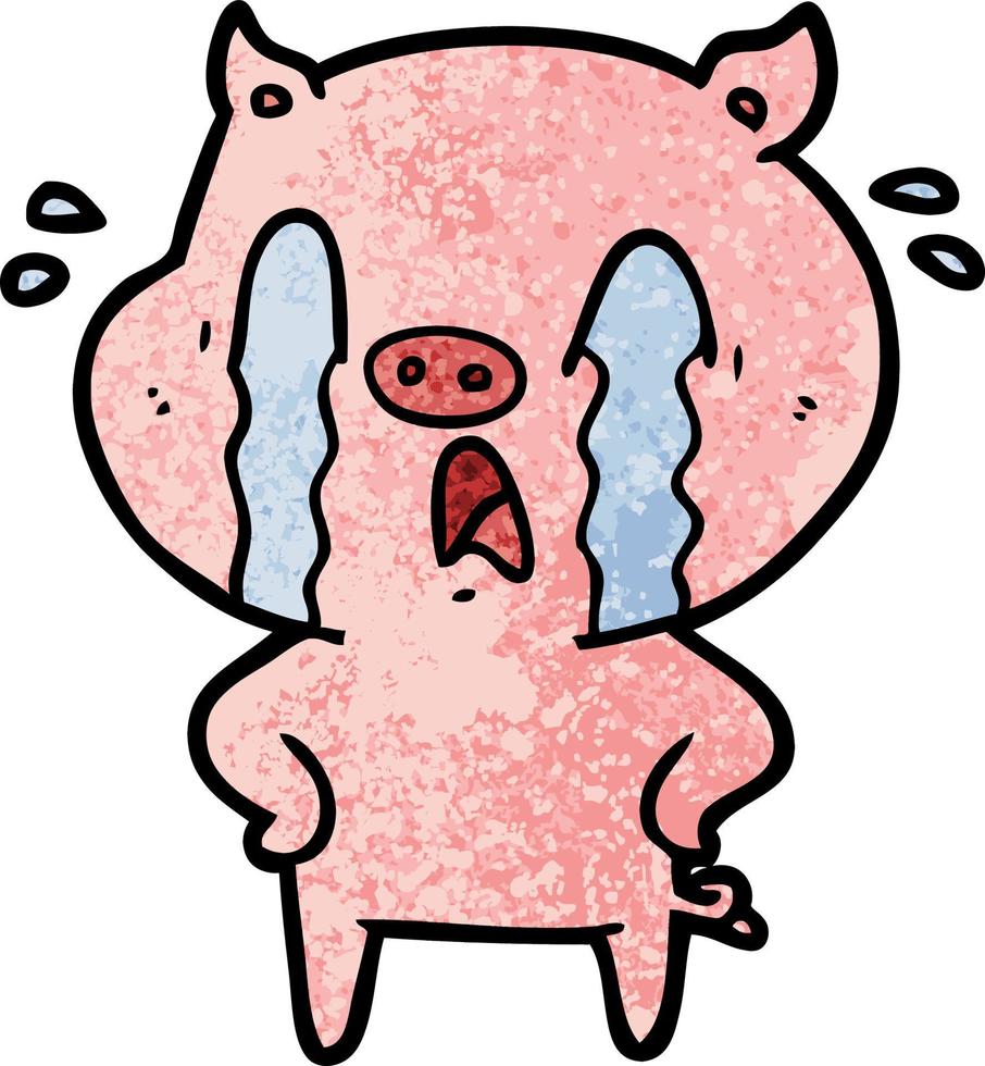 crying pig cartoon vector