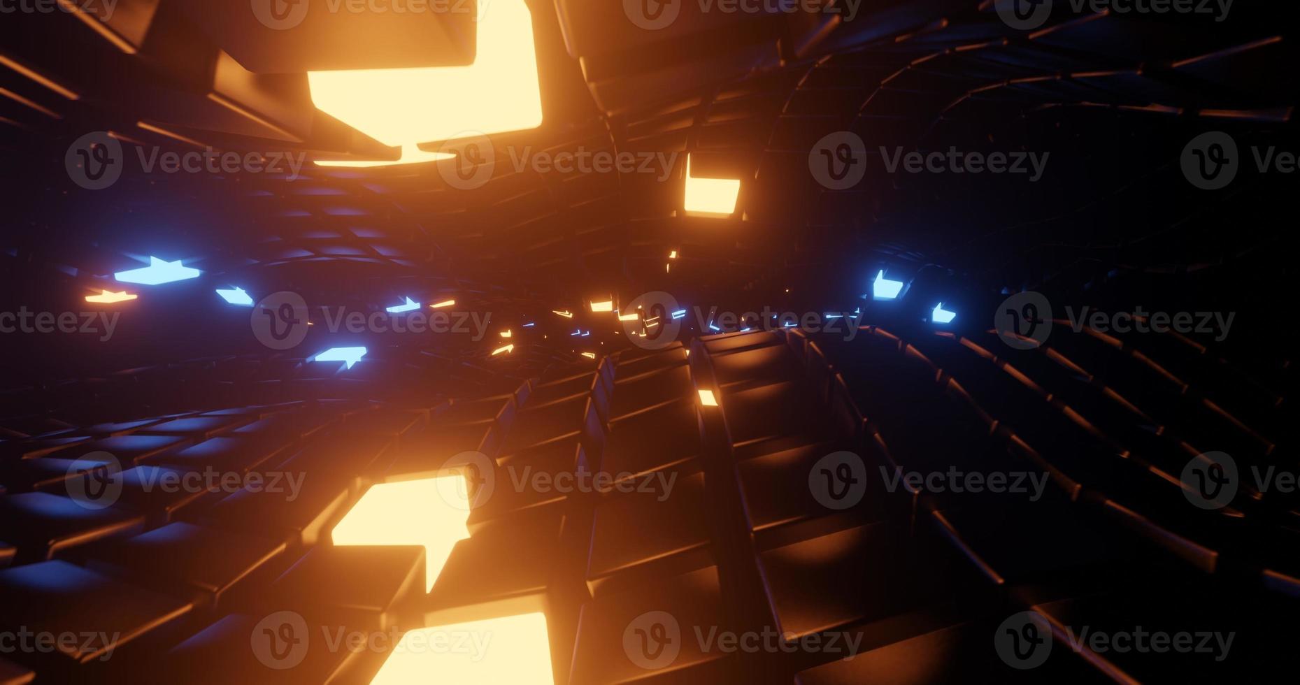 Abstract background using cube waves with metallic texture and several large yellow cubes and small bright blue cubes, 3d rendering and 4K size photo