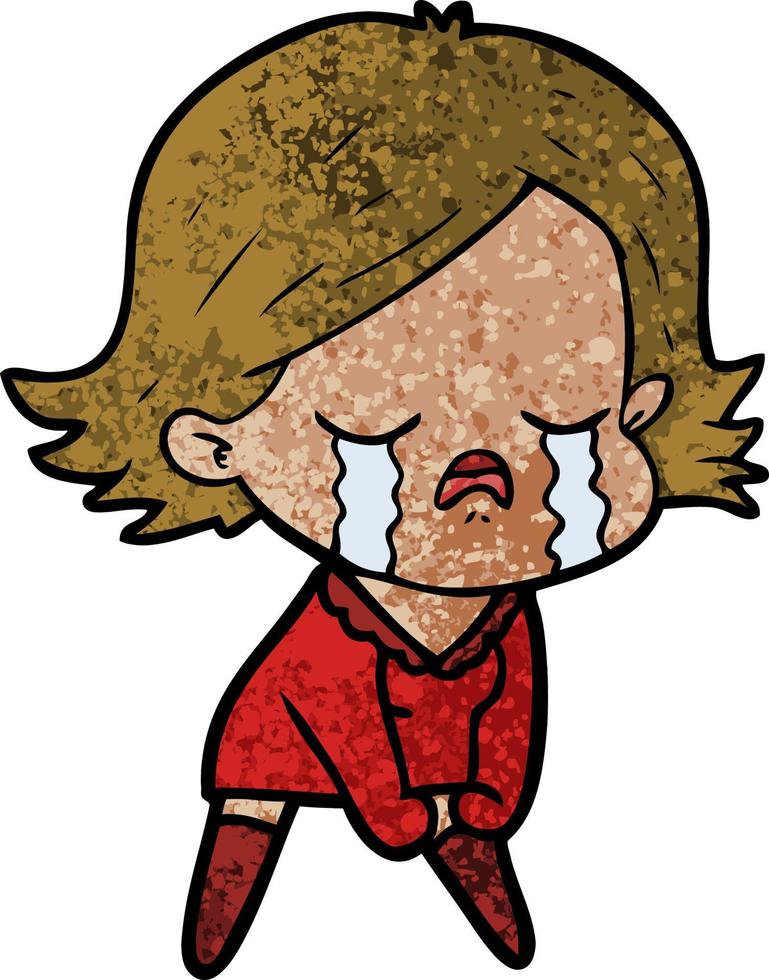 cartoon girl crying vector