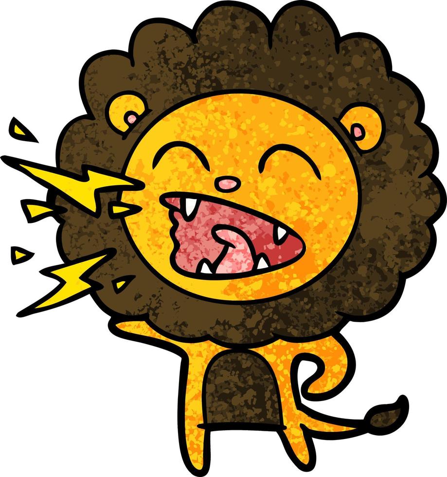 cartoon roaring lion vector