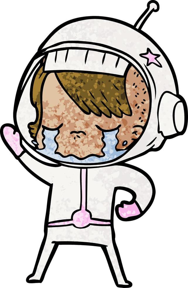 cartoon crying astronaut girl vector