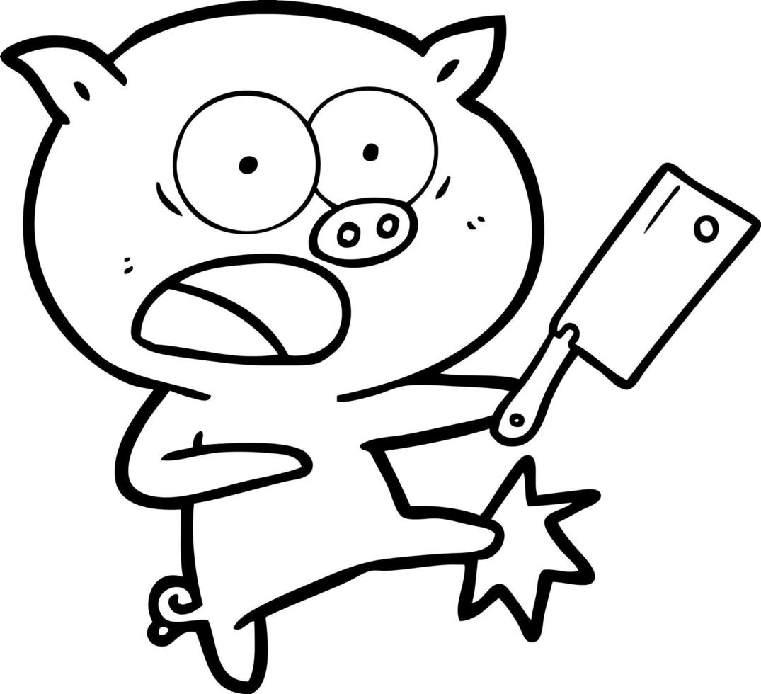 cartoon pig shouting and kicking vector