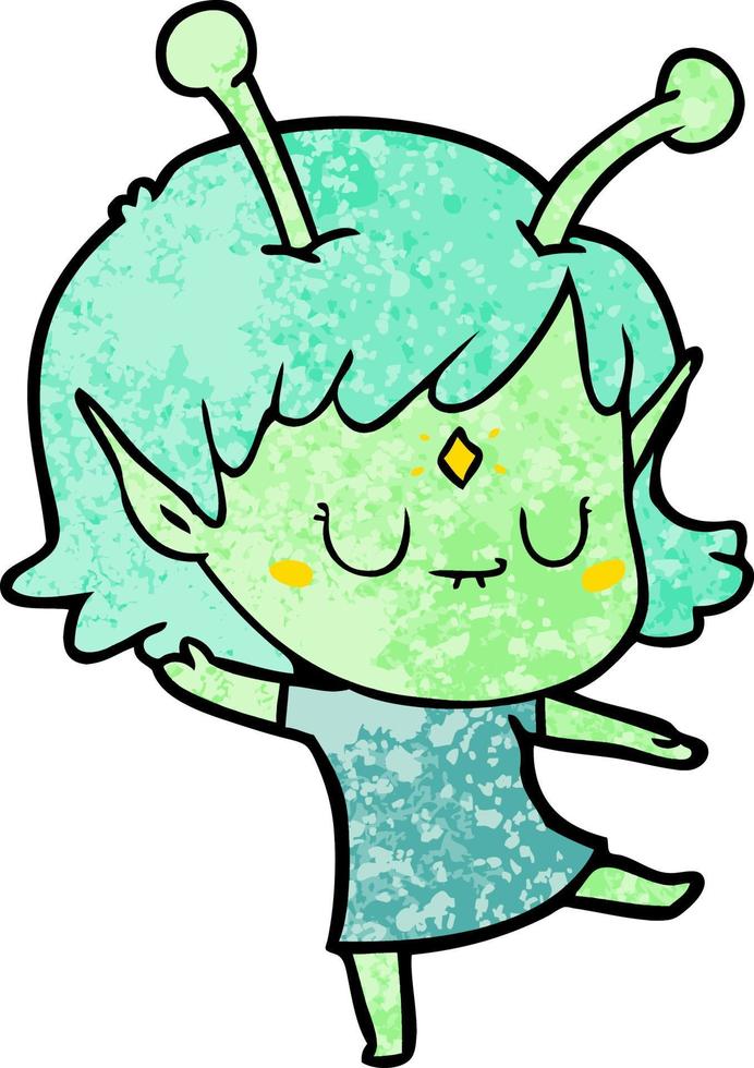 cartoon alien girl vector