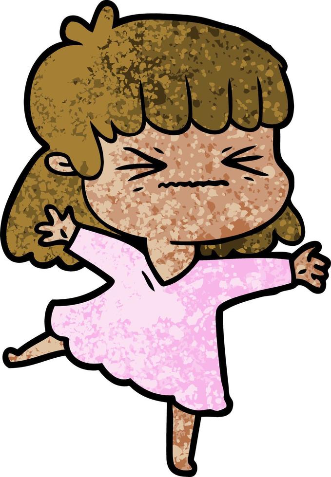 cartoon angry girl vector
