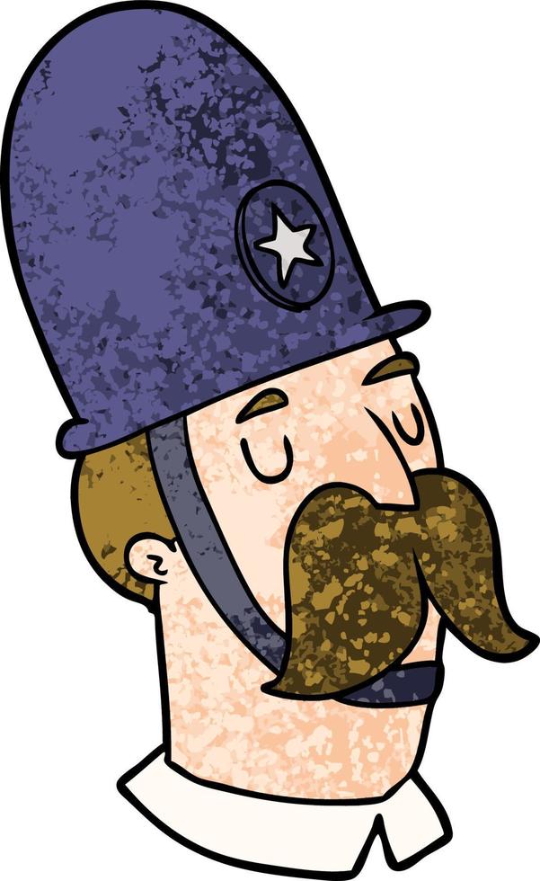 caricatura, policía, con, bigote vector