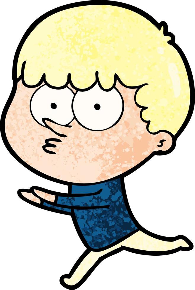 cartoon curious boy running vector
