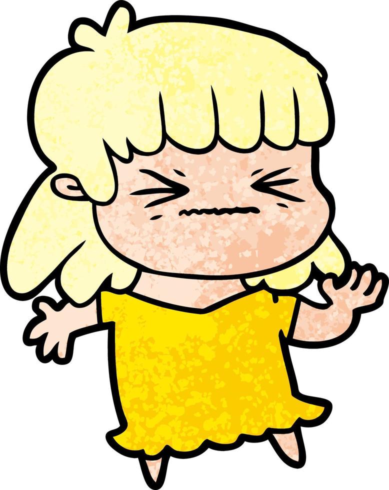 cartoon angry girl vector