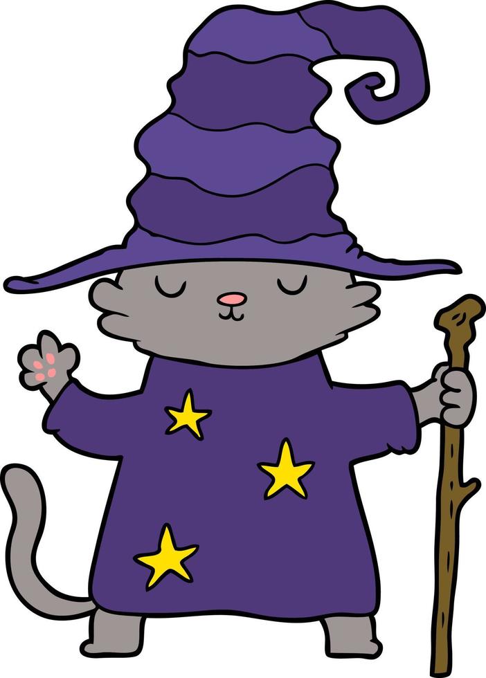cartoon cat wizard vector