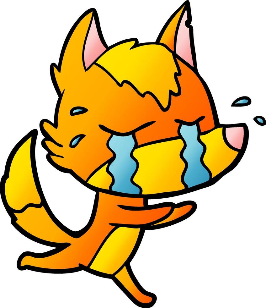 sad little fox cartoon character vector