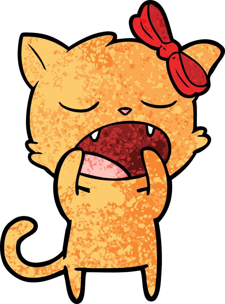 cartoon yawning cat vector