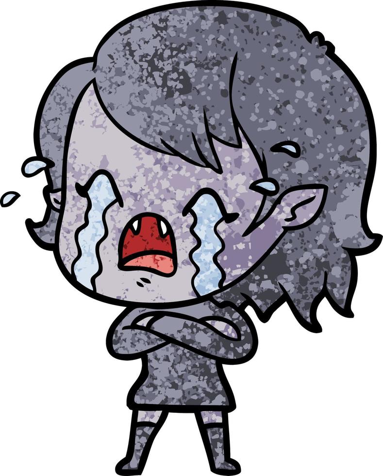cartoon crying vampire girl vector