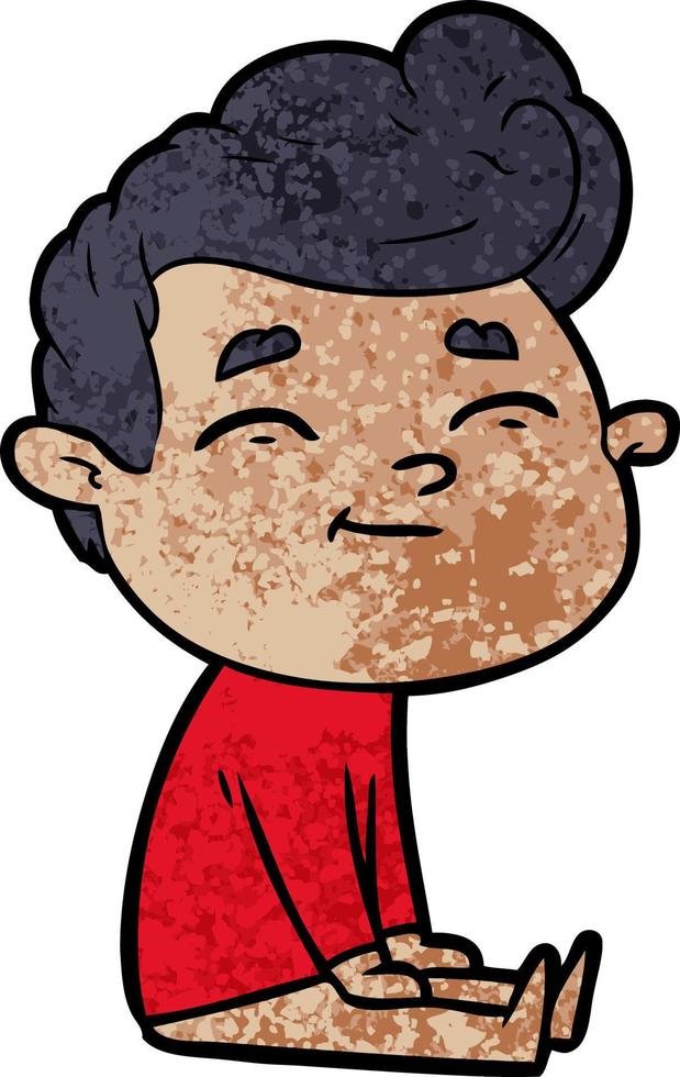 hombre de dibujos animados feliz sentado vector