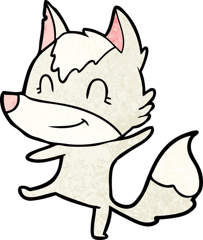 friendly cartoon wolf vector